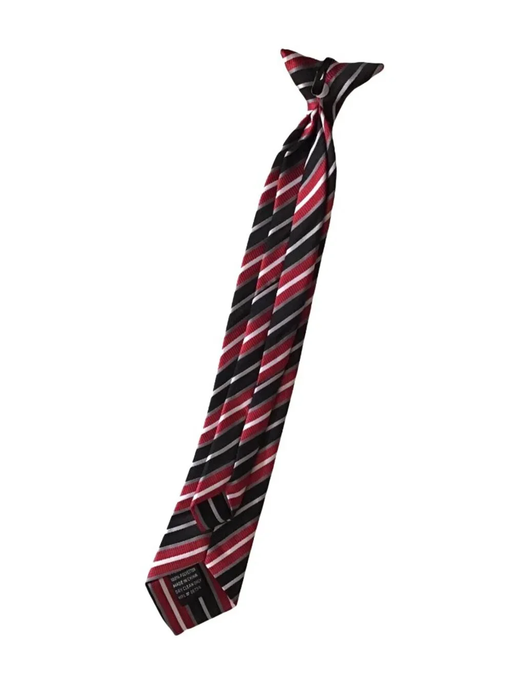 Toddler Boy  Clip Tie Red/ Black/ White stripe